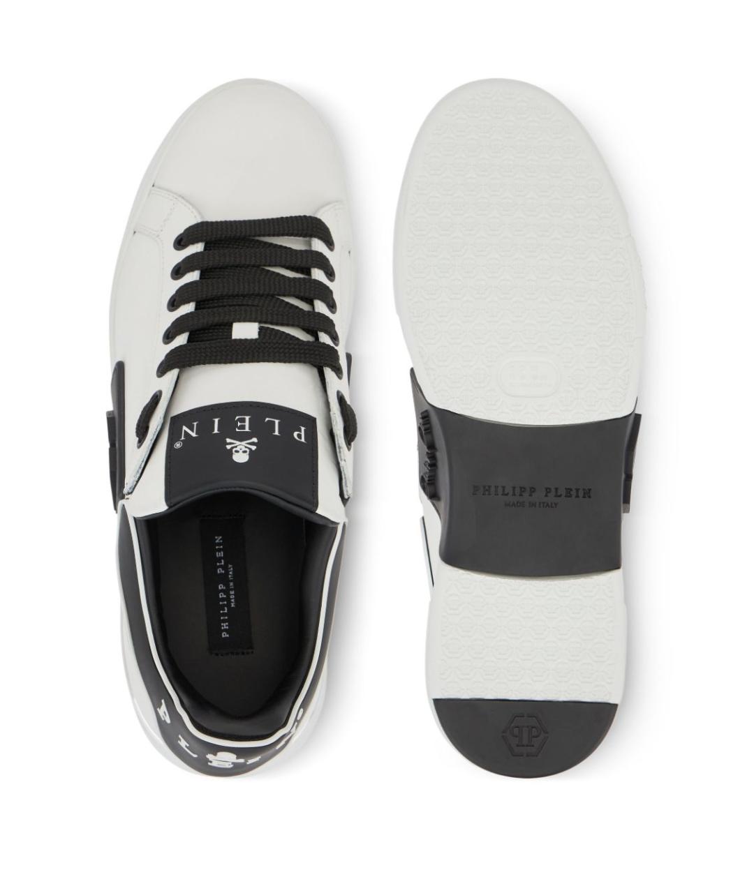 PHILIPP PLEIN Белые кожаные низкие кроссовки / кеды, фото 5