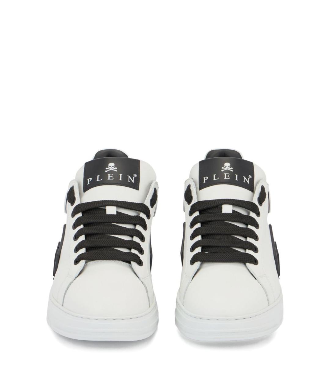 PHILIPP PLEIN Белые кожаные низкие кроссовки / кеды, фото 2