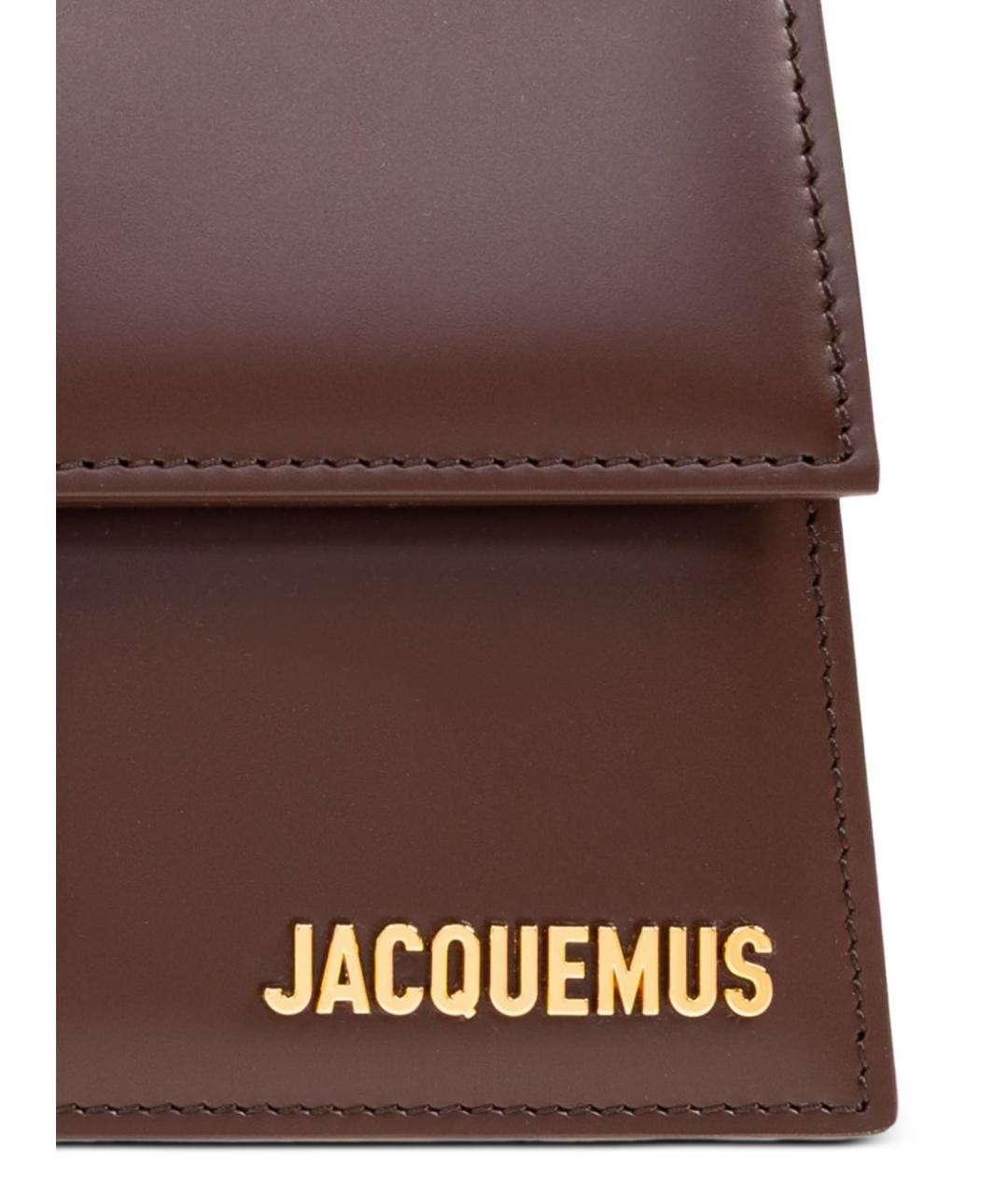 JACQUEMUS Коричневая кожаная сумка с короткими ручками, фото 6