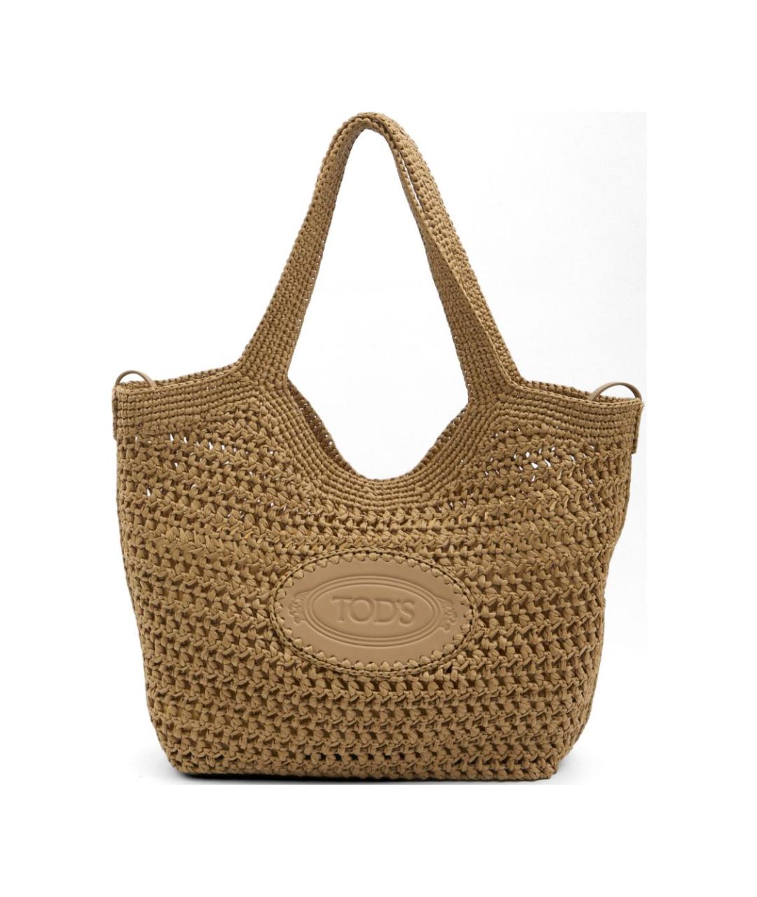 TOD'S Бежевая пелетеная сумка тоут, фото 1