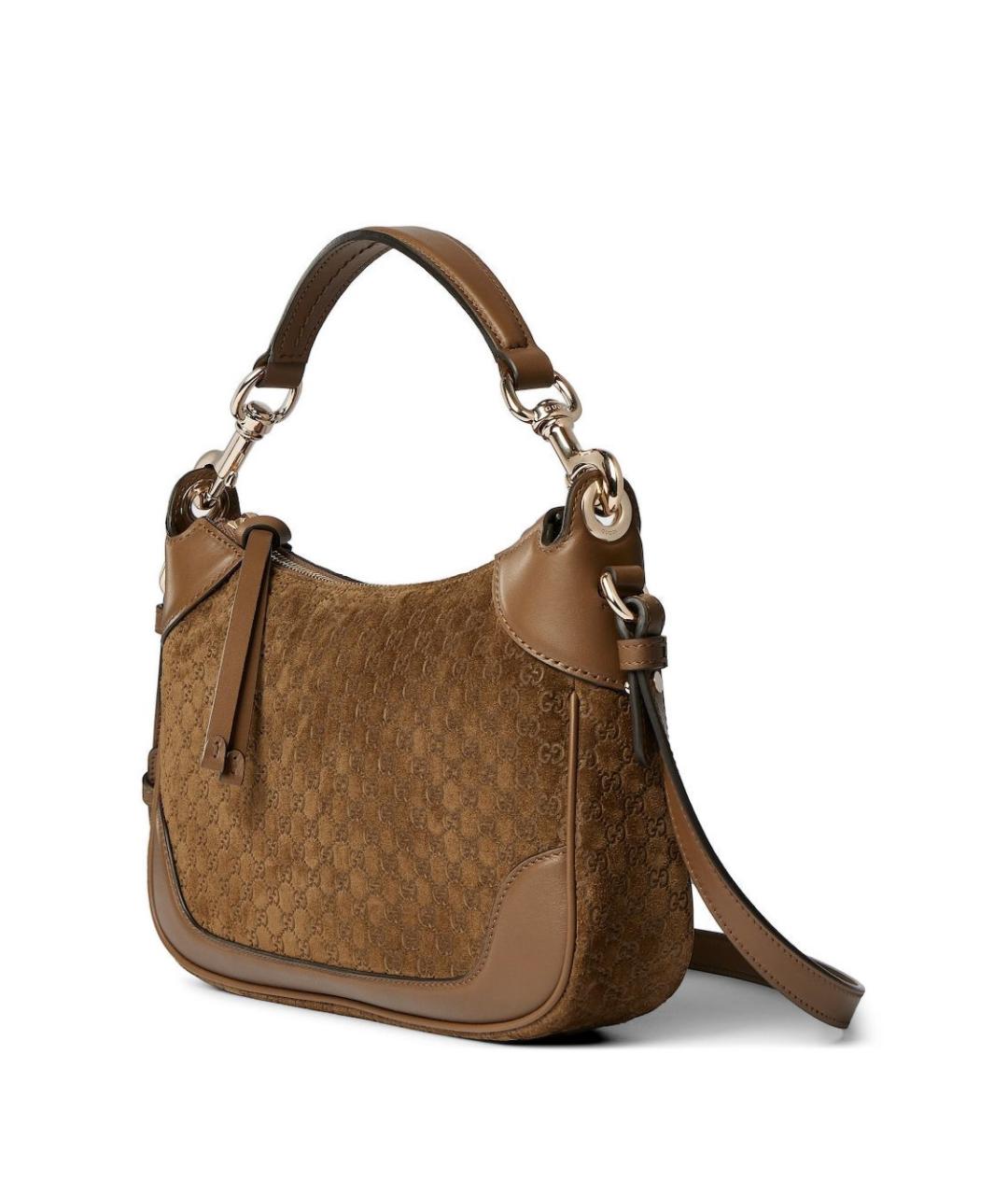 GUCCI Коричневая замшевая сумка тоут, фото 5