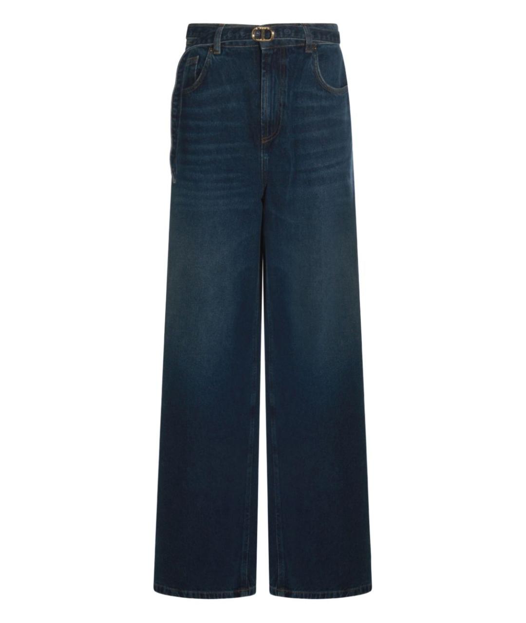 TWIN-SET Темно-синие хлопковые прямые джинсы, фото 1