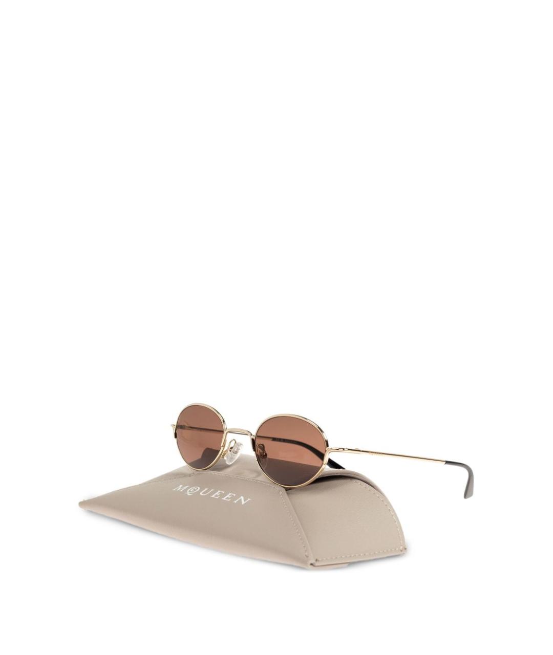 ALEXANDER MCQUEEN Золотые металлические солнцезащитные очки, фото 3