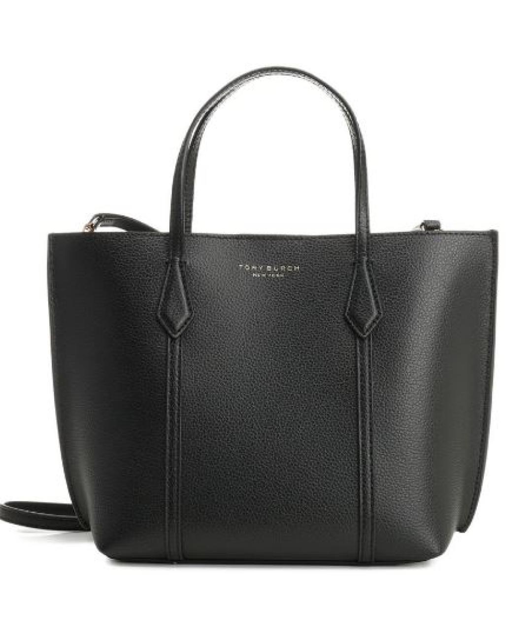 TORY BURCH Черная кожаная сумка тоут, фото 1