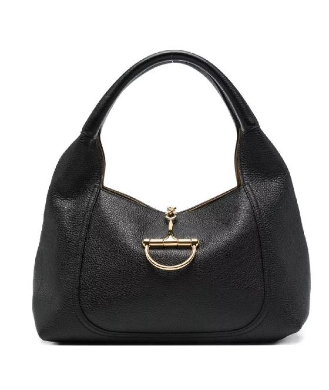 GUCCI Черная кожаная сумка с короткими ручками, фото 1