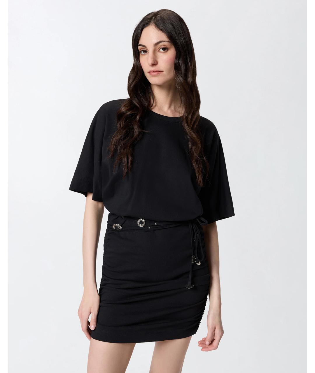 PINKO Черное хлопковое повседневное платье, фото 4