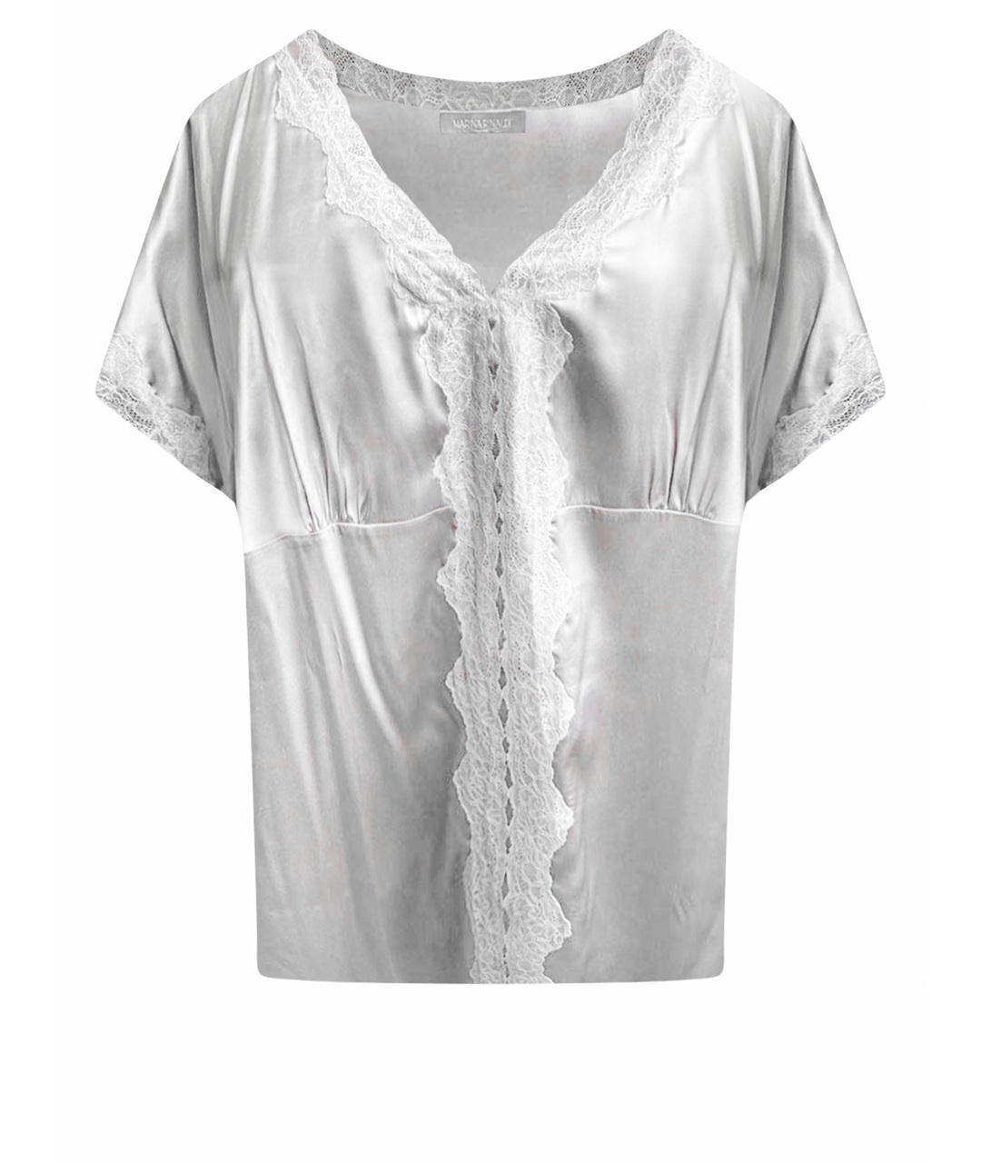 MARINA RINALDI Серебряная шелковая футболка, фото 1