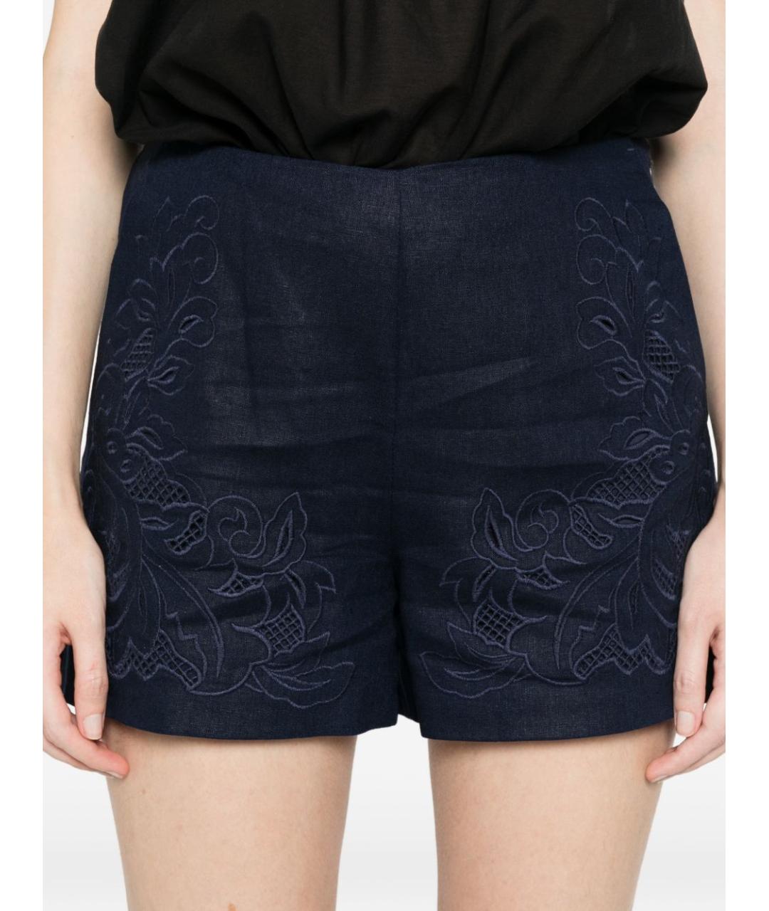 TWIN-SET Синие льняные шорты, фото 4