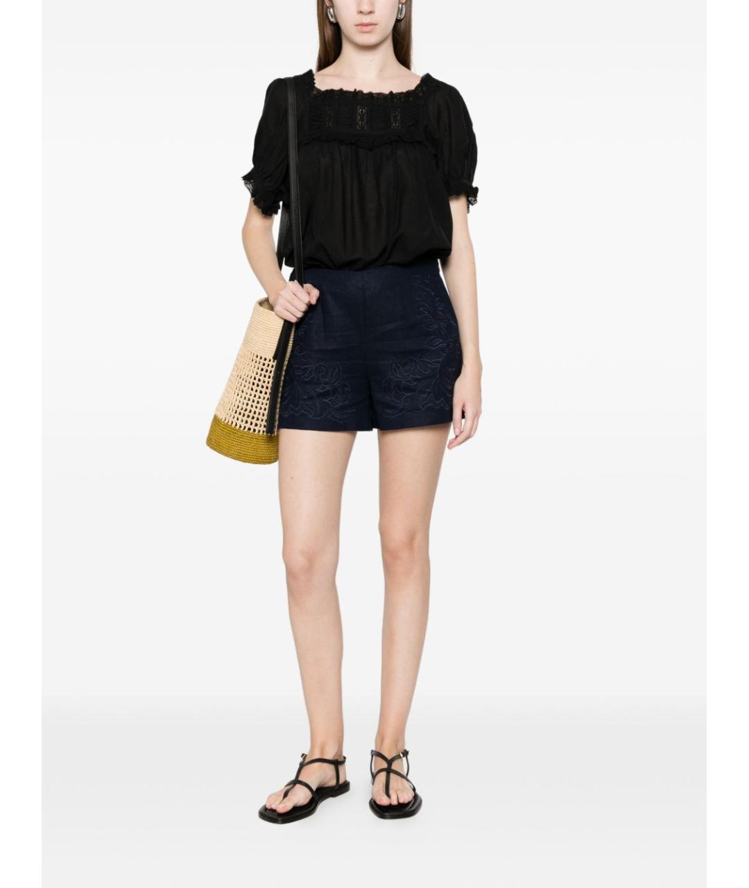 TWIN-SET Синие льняные шорты, фото 2