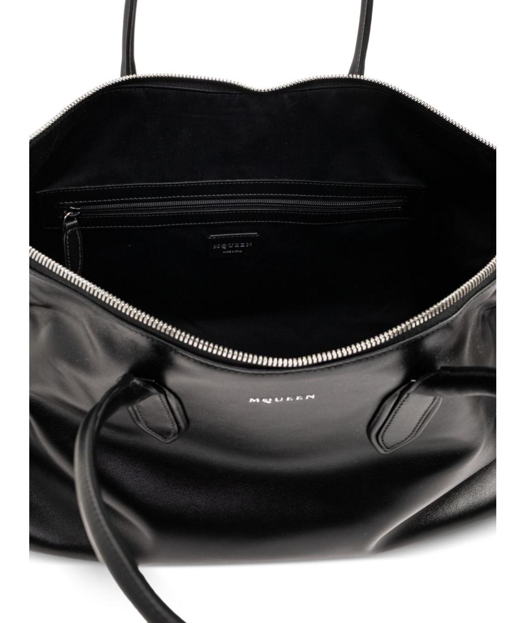 ALEXANDER MCQUEEN Черная кожаная сумка тоут, фото 6