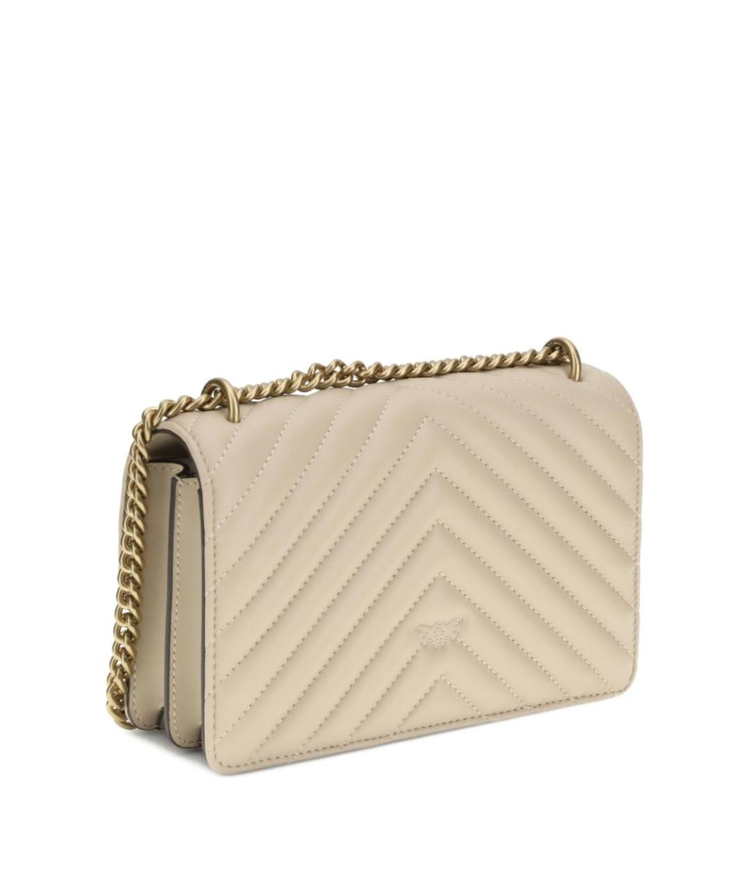 PINKO Бежевая кожаная сумка через плечо, фото 2