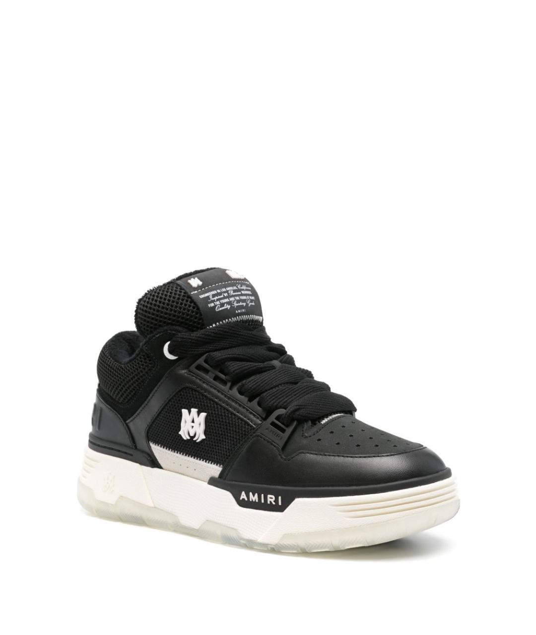 AMIRI Черные кожаные низкие кроссовки / кеды, фото 2