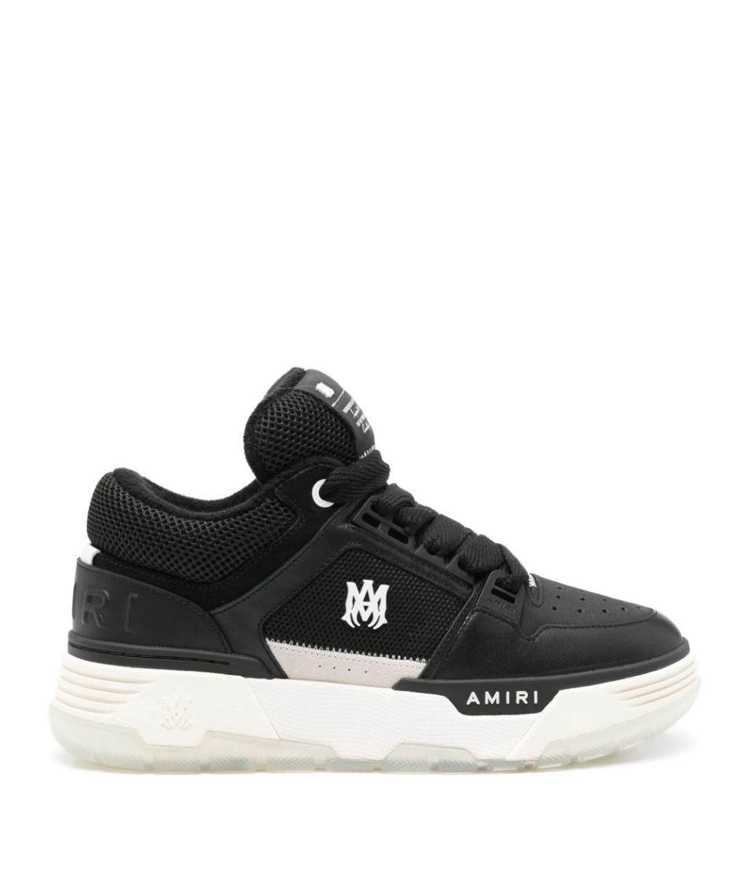 AMIRI Черные кожаные низкие кроссовки / кеды, фото 1