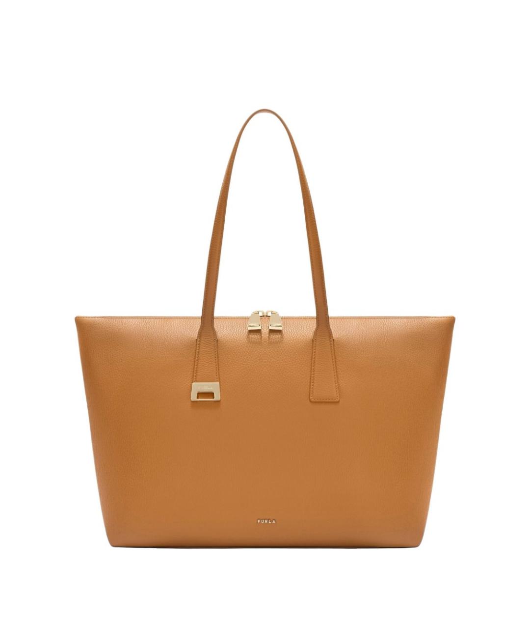 FURLA Коричневая кожаная сумка тоут, фото 1