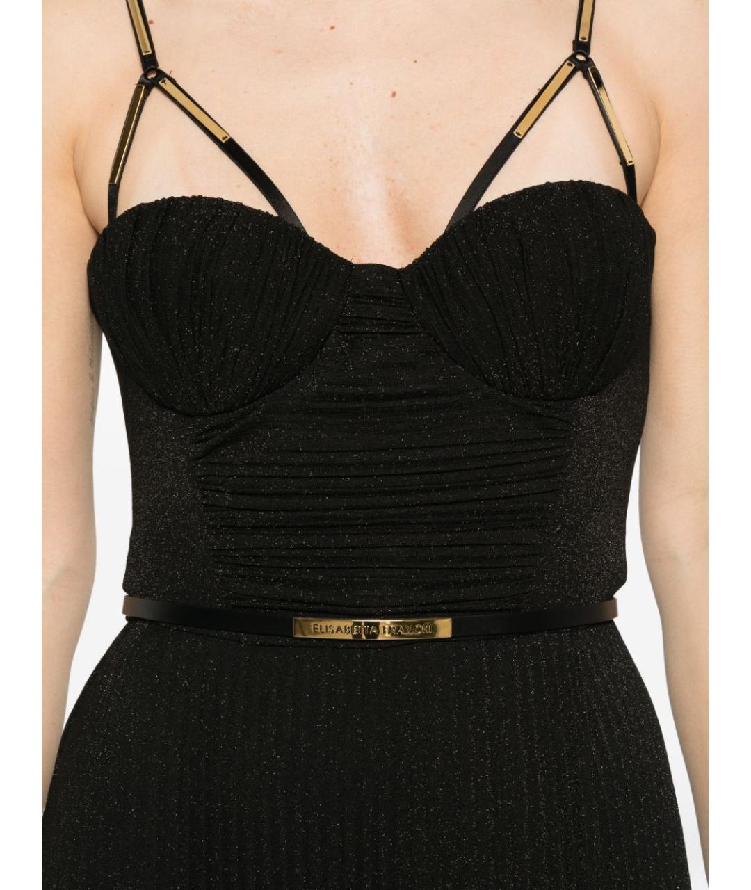 ELISABETTA FRANCHI Черное вискозное вечернее платье, фото 3