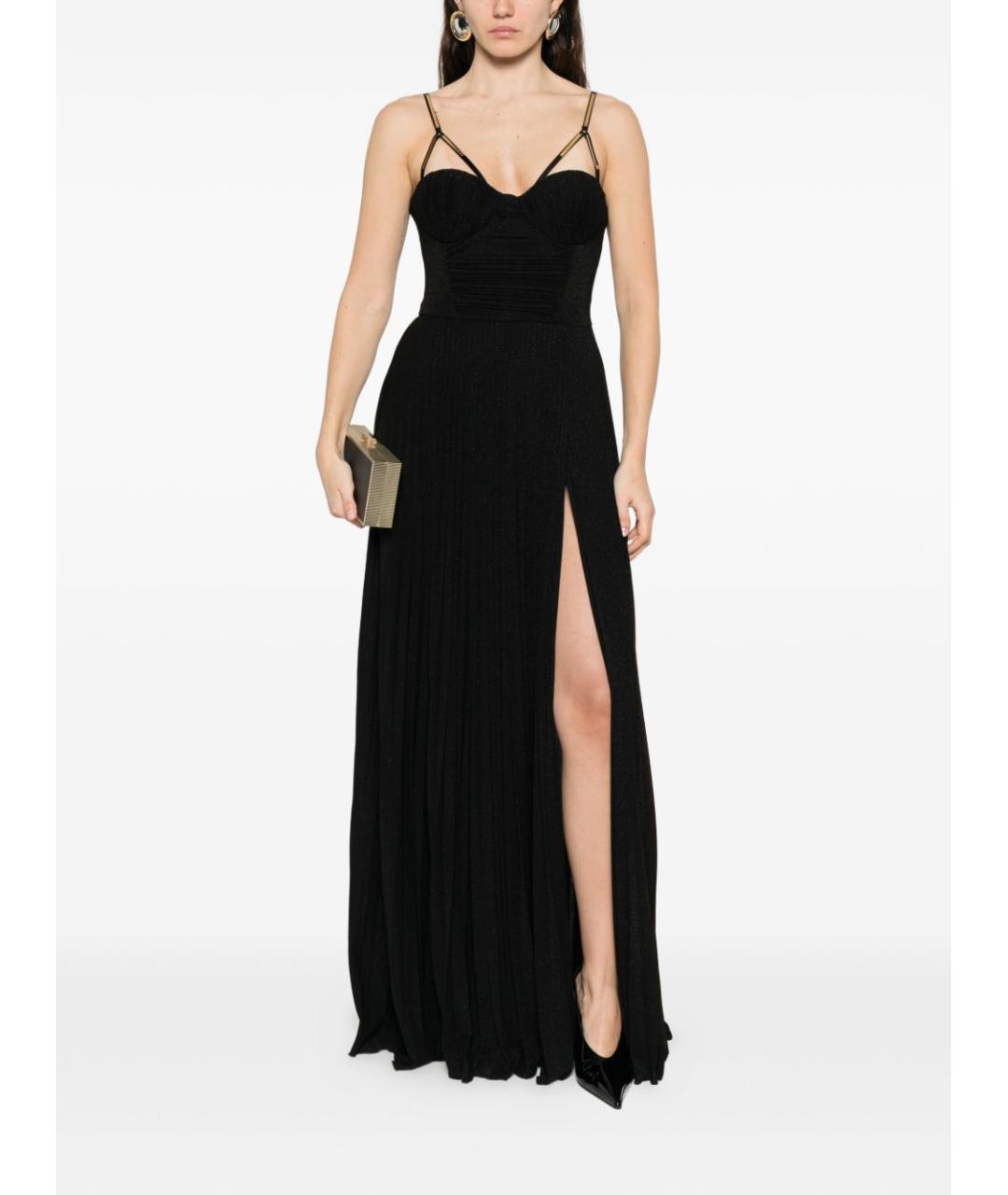 ELISABETTA FRANCHI Черное вискозное вечернее платье, фото 4