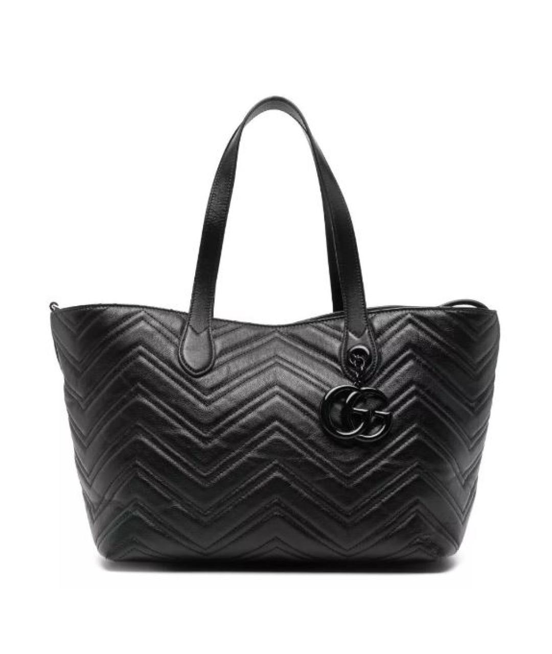 GUCCI Черная кожаная сумка тоут, фото 1