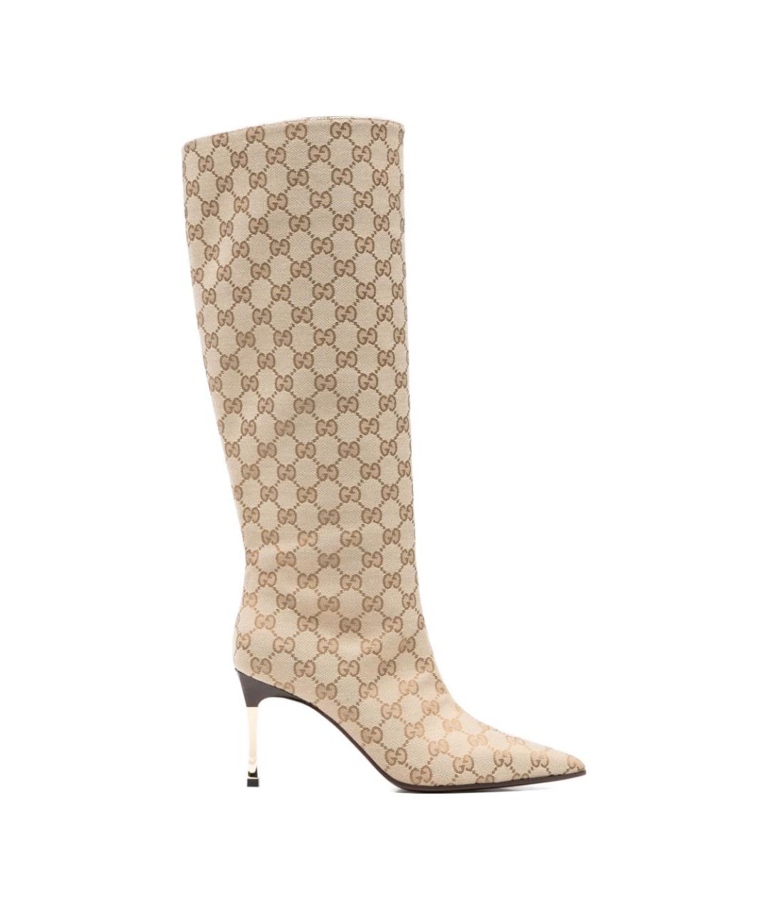 GUCCI Бежевые текстильные сапоги, фото 1