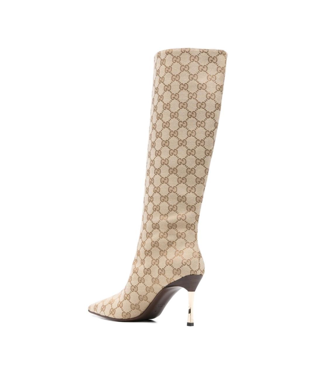 GUCCI Бежевые текстильные сапоги, фото 4