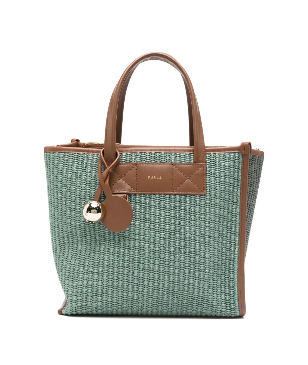 FURLA Зеленая пелетеная сумка тоут, фото 1