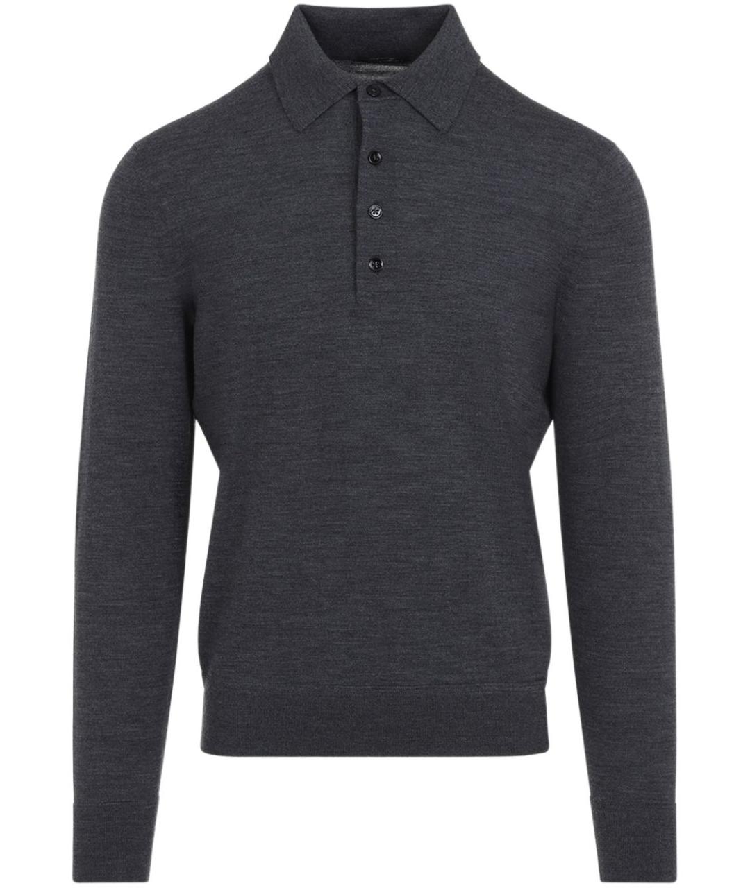 TOM FORD Серое поло с длинным рукавом, фото 1