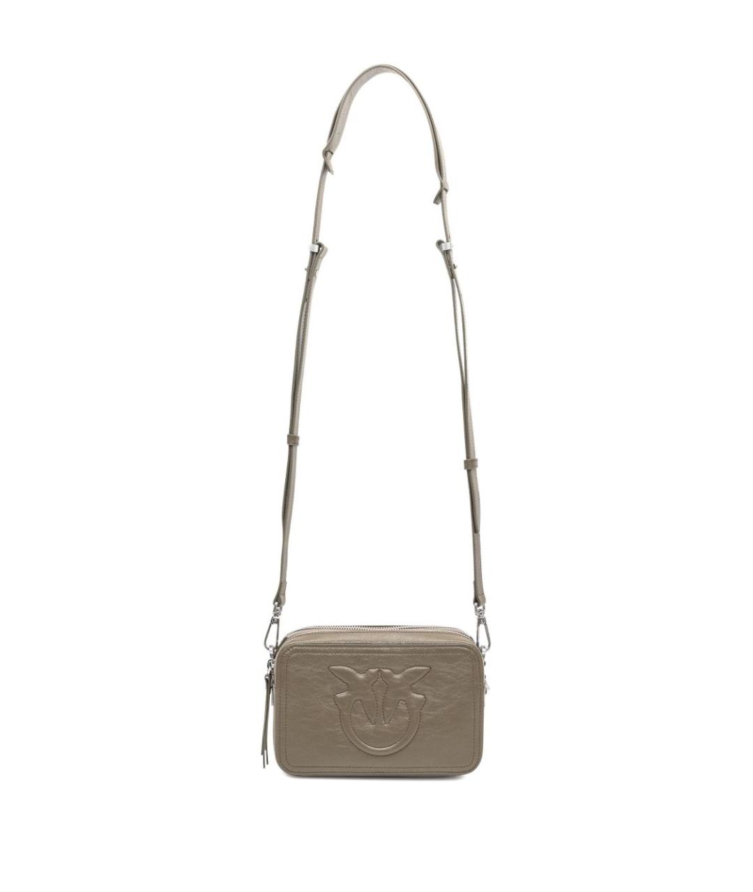 PINKO Бежевая кожаная сумка через плечо, фото 3