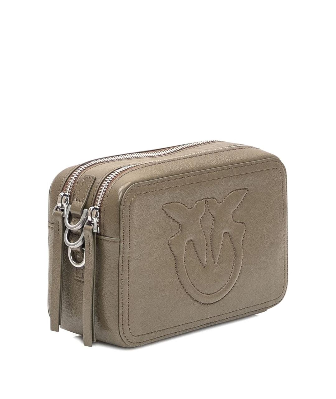 PINKO Бежевая кожаная сумка через плечо, фото 4