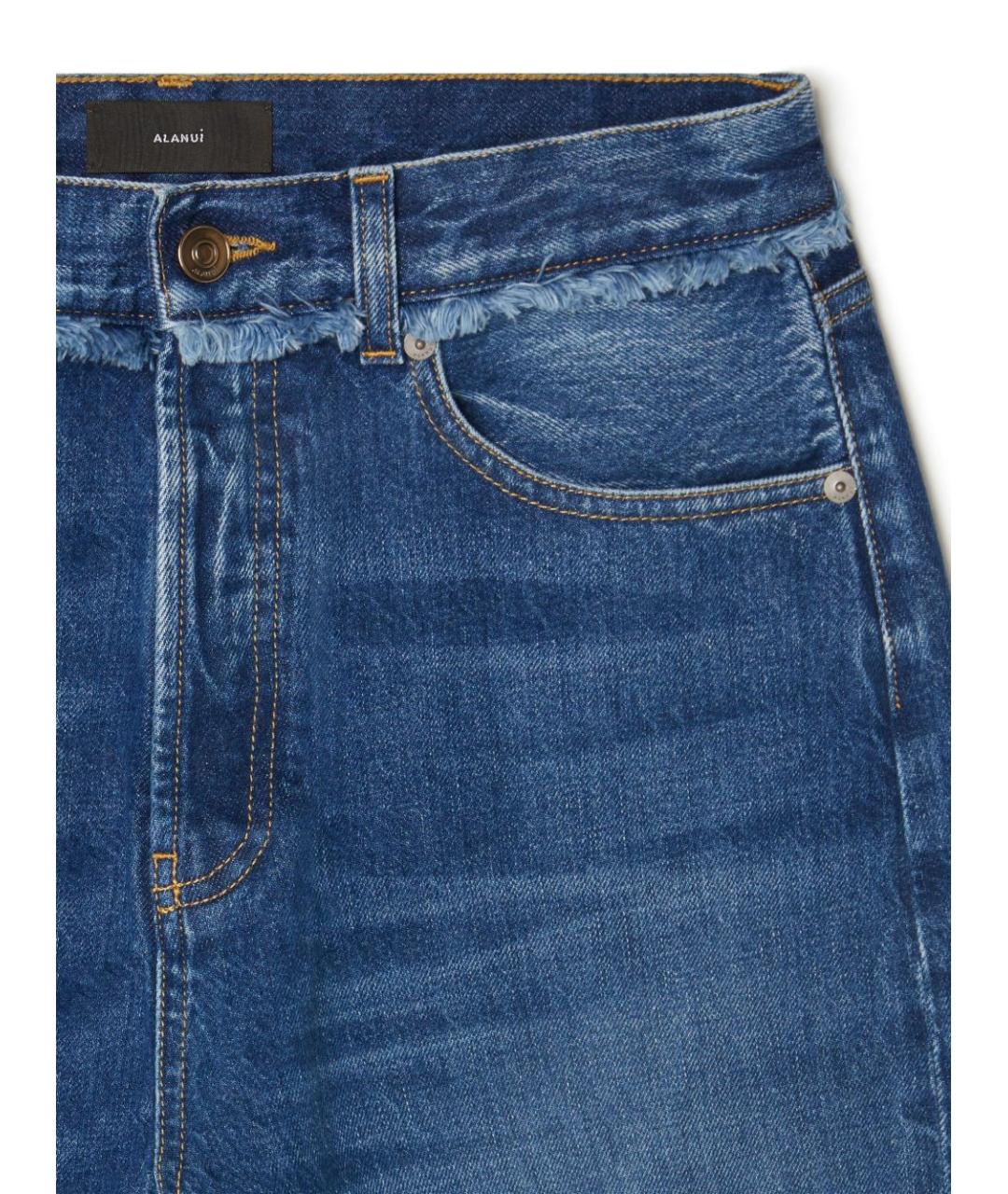 ALANUI Синие хлопковые прямые джинсы, фото 5