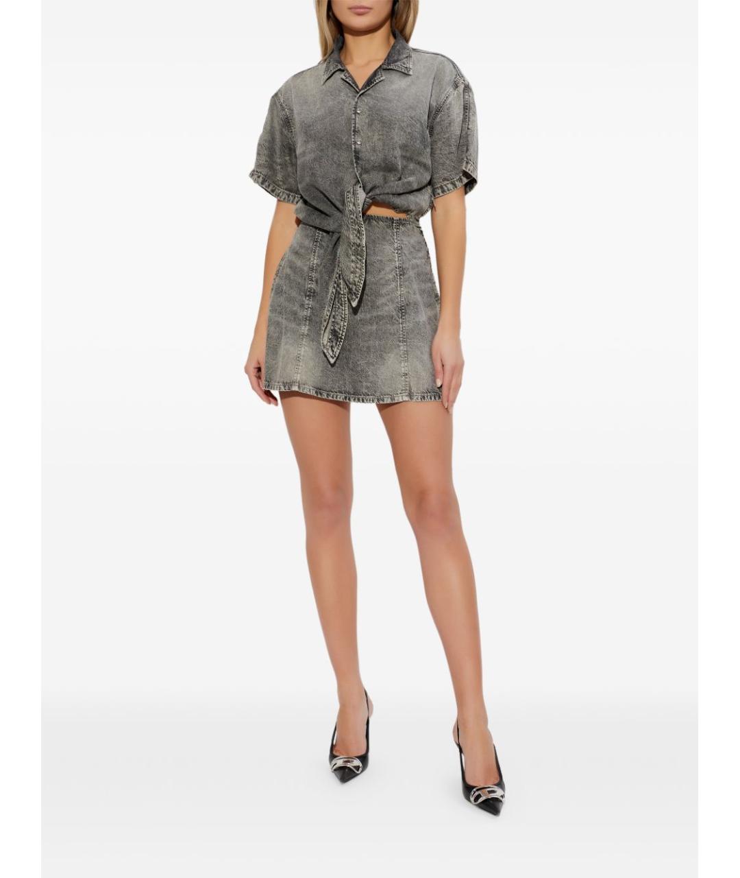 DIESEL Серое хлопковое повседневное платье, фото 3