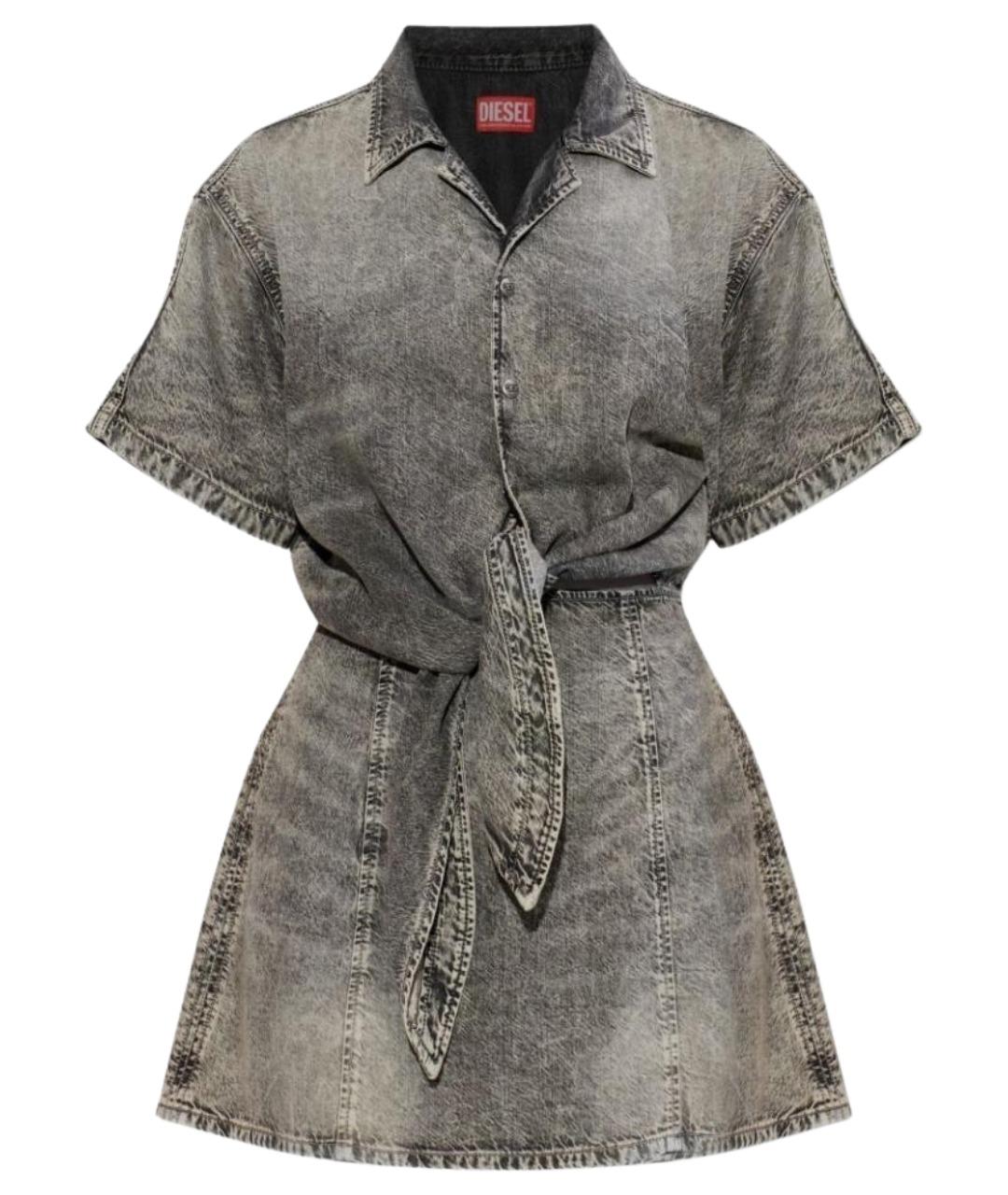 DIESEL Серое хлопковое повседневное платье, фото 1