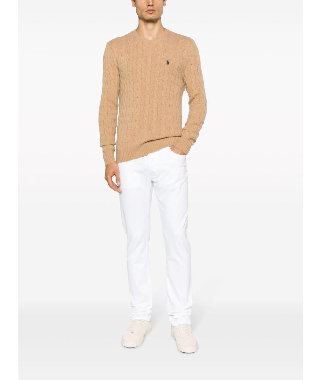 RALPH LAUREN Бежевый шерстяной джемпер / свитер, фото 3