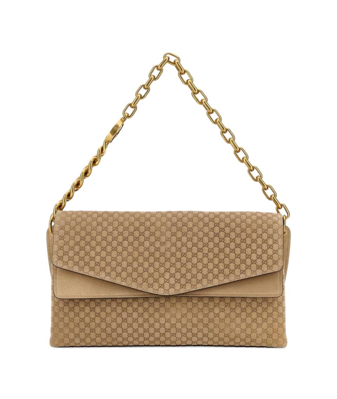 GUCCI Бежевая замшевая сумка через плечо, фото 1