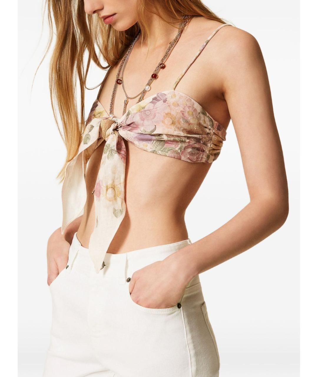 TWIN-SET Мульти льняная майка, фото 4