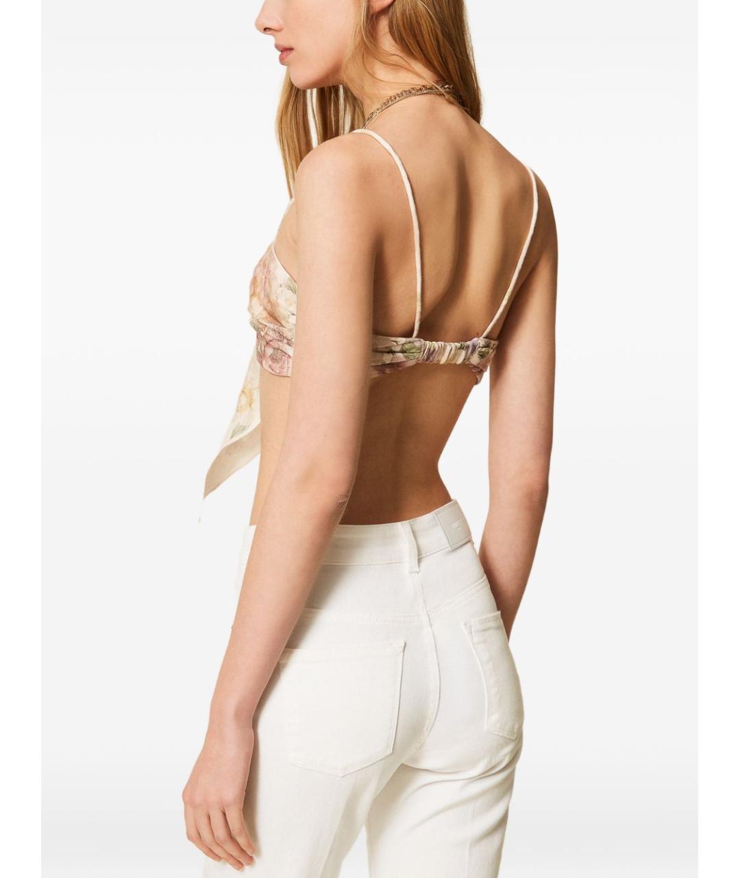 TWIN-SET Мульти льняная майка, фото 2