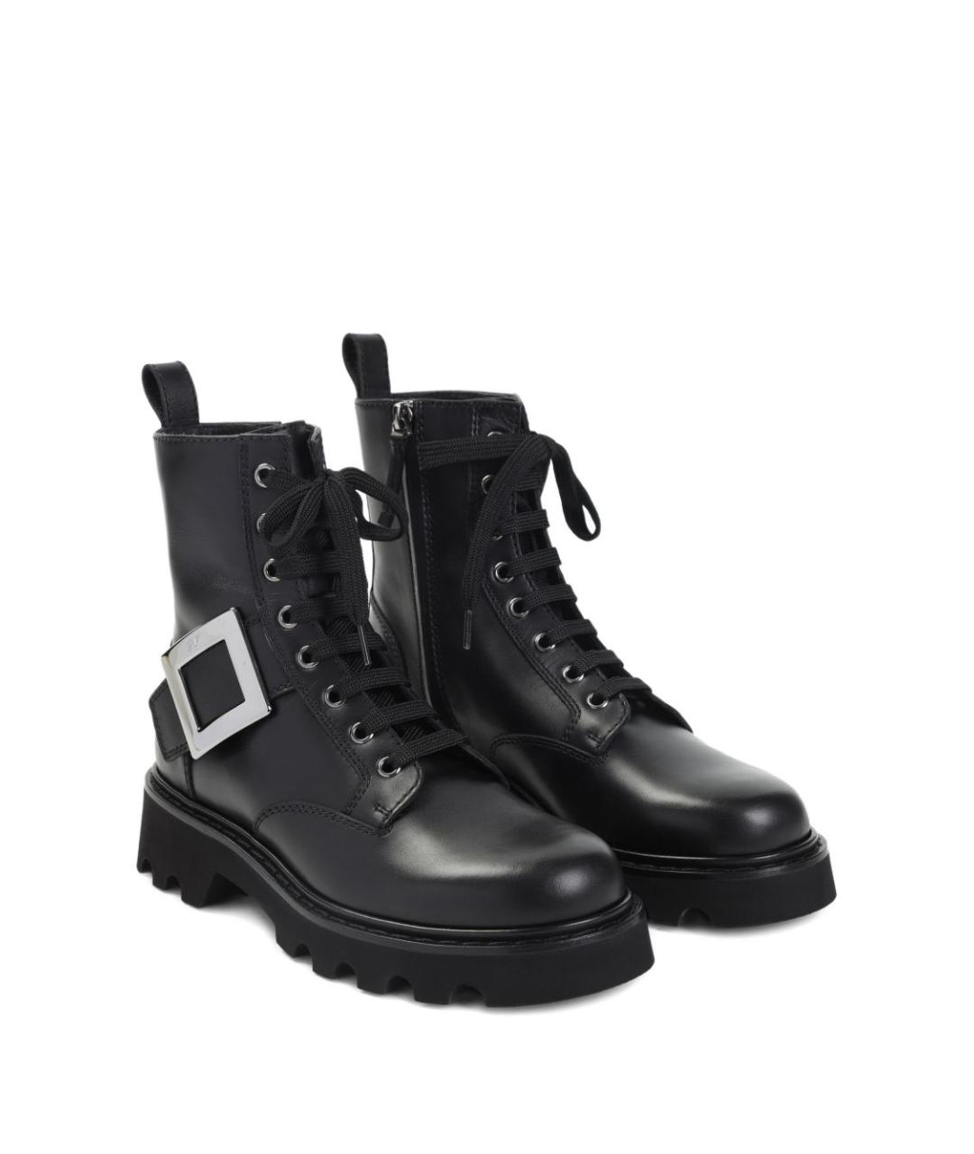 ROGER VIVIER Черные кожаные ботинки, фото 3