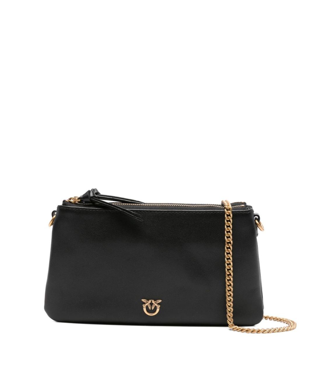 PINKO Черная кожаная сумка через плечо, фото 1