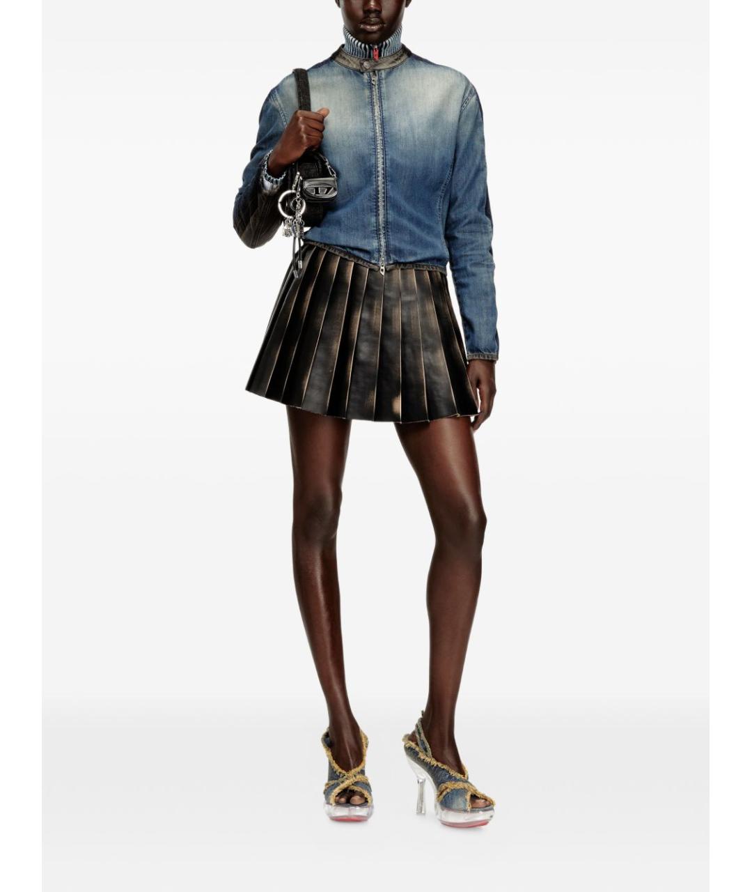 DIESEL Коричневая полиэстеровая юбка мини, фото 3