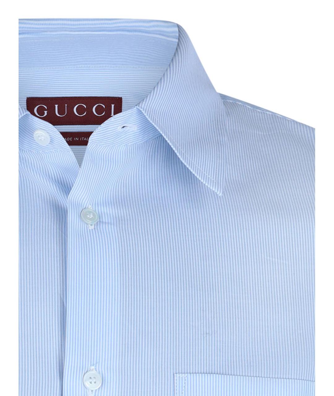GUCCI Голубая хлопковая классическая рубашка, фото 3