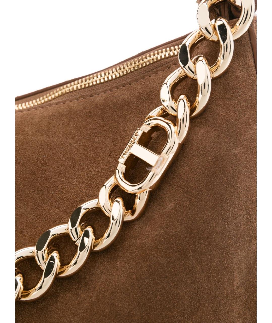 TWIN-SET Коричневая сумка тоут из искусственной кожи, фото 4