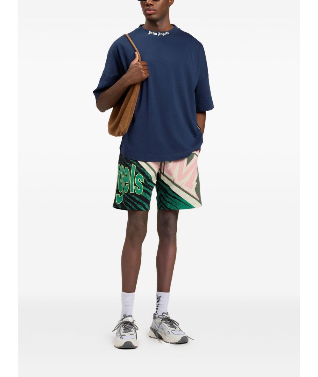 PALM ANGELS Синяя хлопковая футболка, фото 3