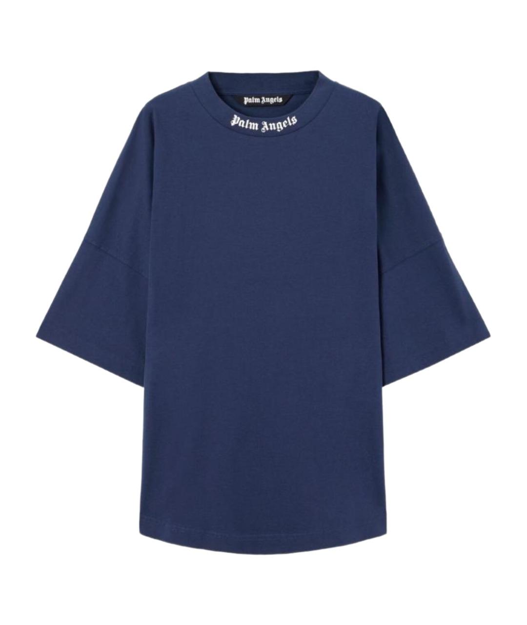 PALM ANGELS Синяя хлопковая футболка, фото 1