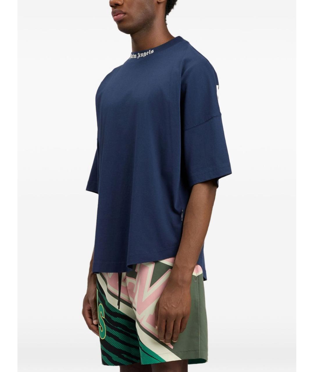 PALM ANGELS Синяя хлопковая футболка, фото 4