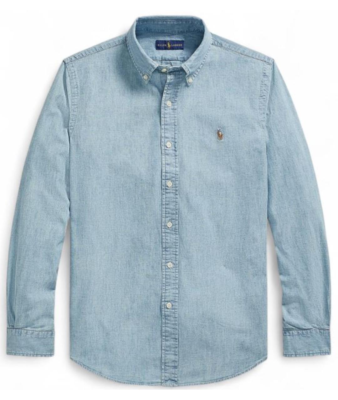 RALPH LAUREN Голубая хлопковая кэжуал рубашка, фото 1