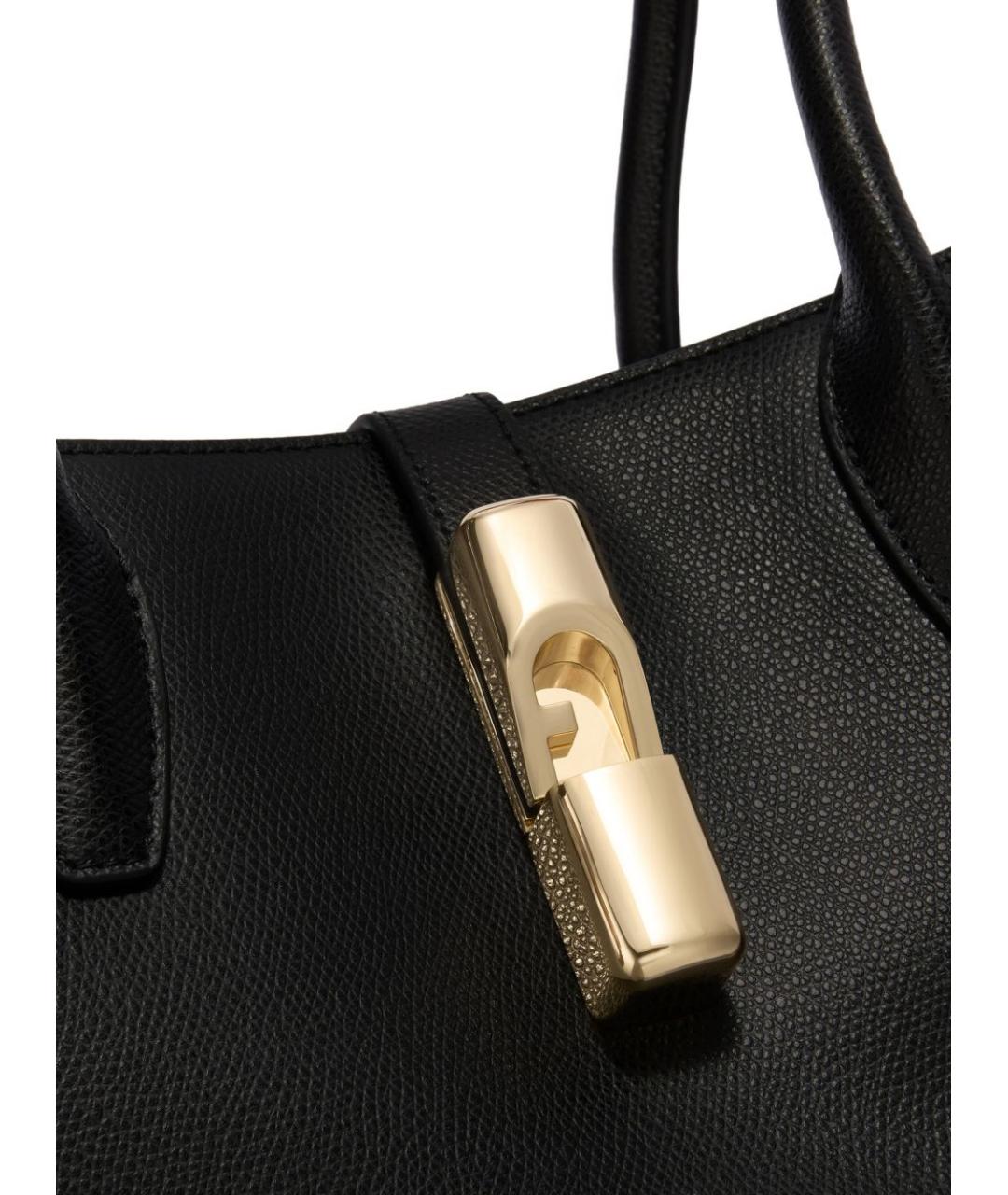 FURLA Черная кожаная сумка тоут, фото 2