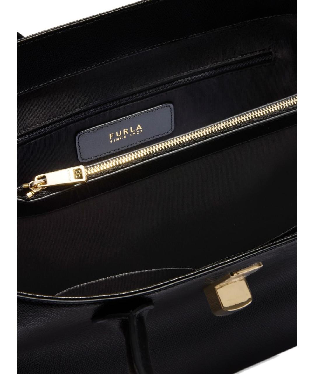 FURLA Черная кожаная сумка тоут, фото 3