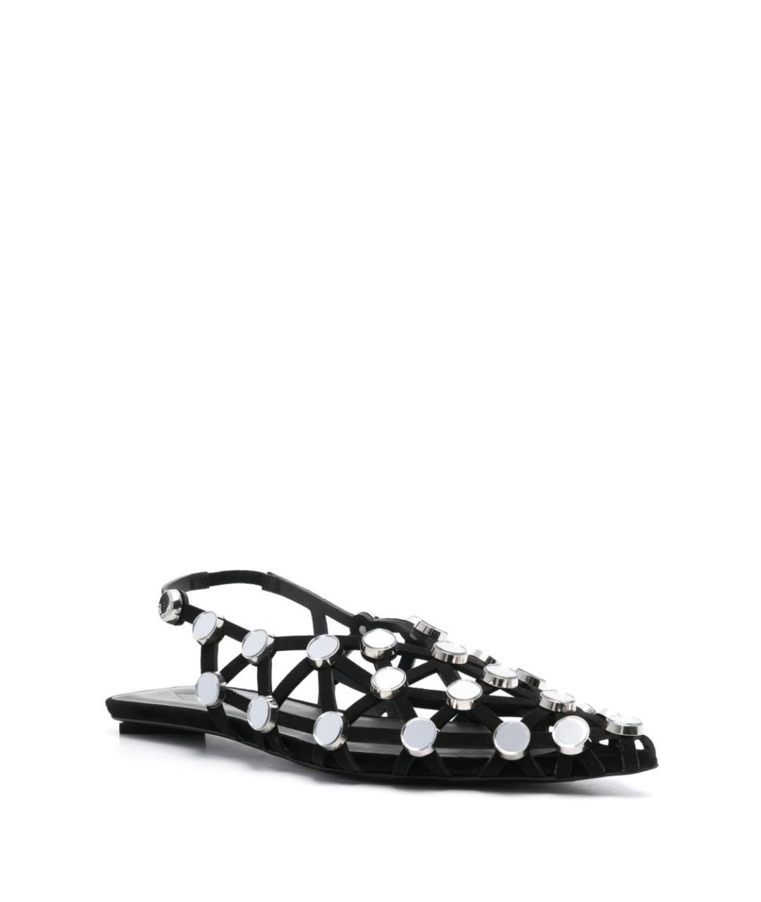 THE ATTICO Черные кожаные босоножки, фото 4