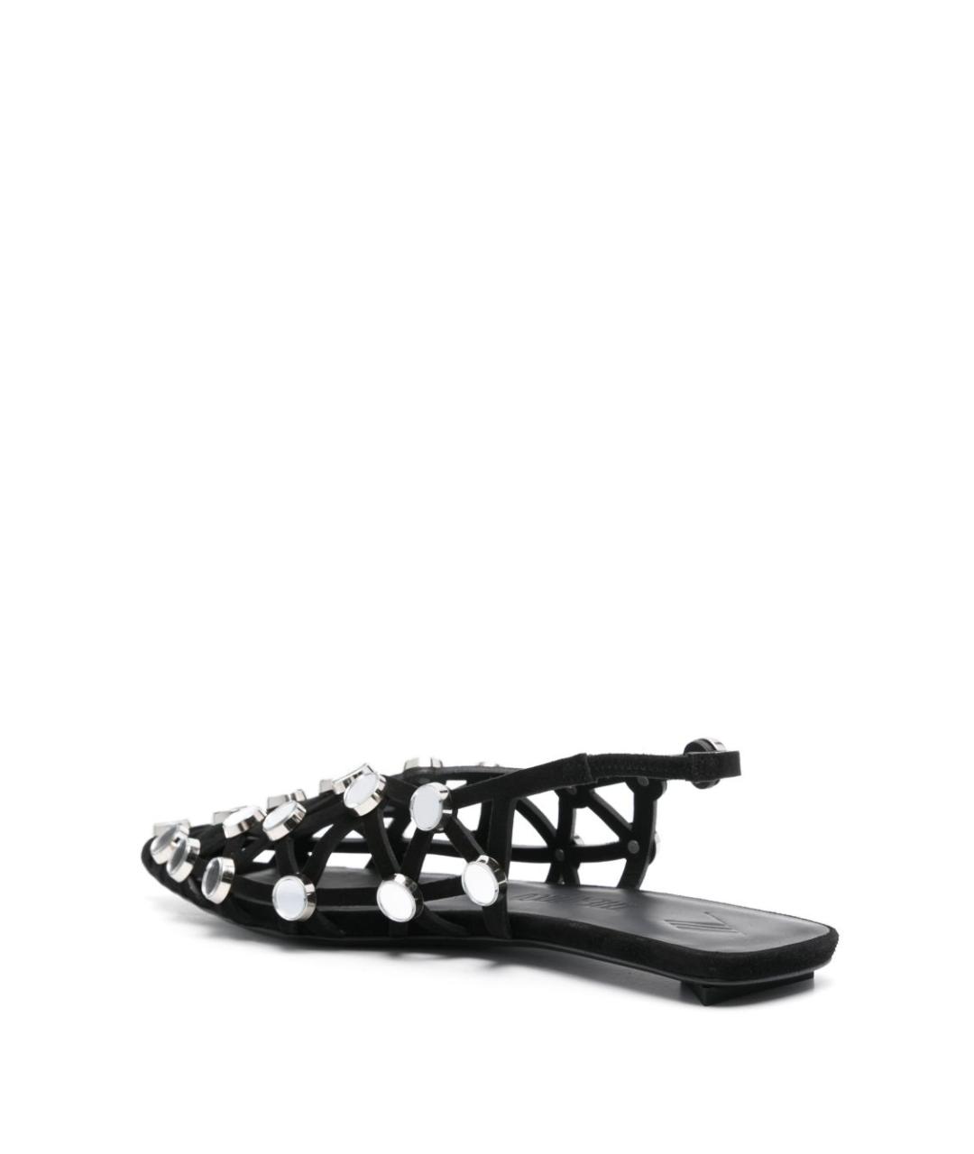 THE ATTICO Черные кожаные босоножки, фото 3
