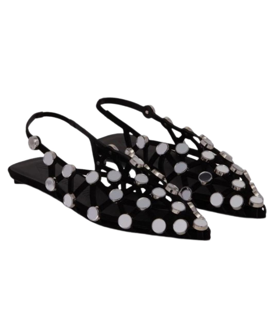 THE ATTICO Черные кожаные босоножки, фото 2