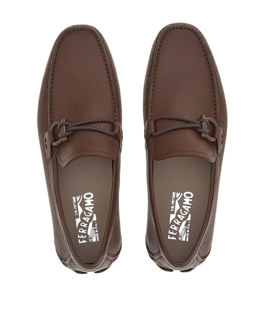 FERRAGAMO Коричневые кожаные мокасины, фото 4