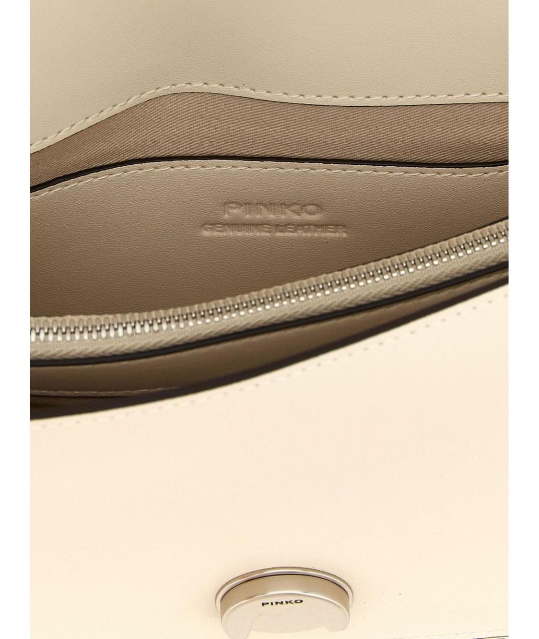 PINKO Бежевая кожаная сумка через плечо, фото 3